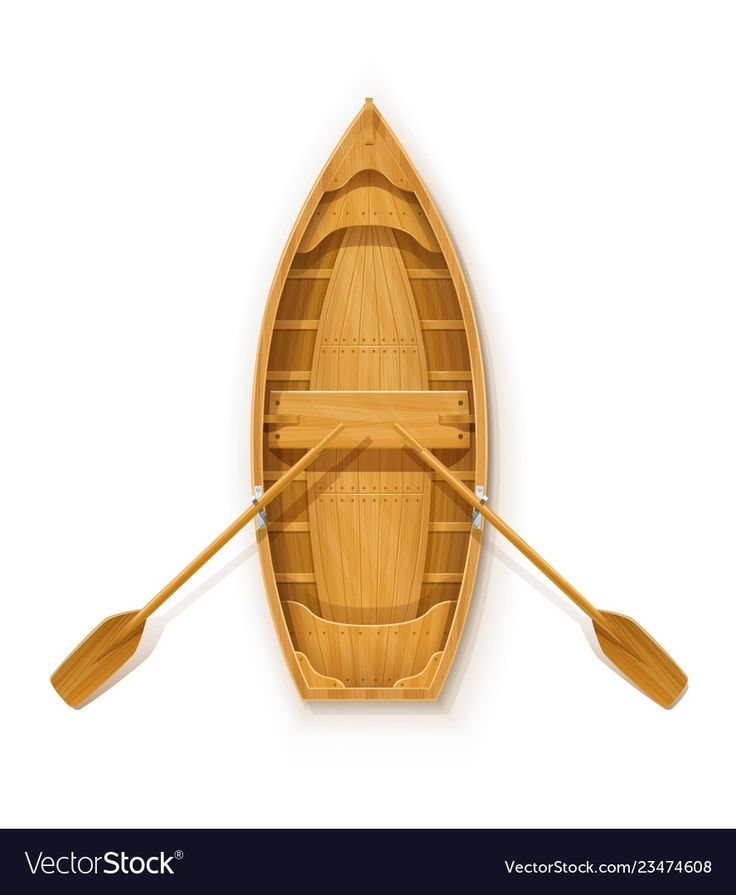 a wooden boat with two oars and paddles