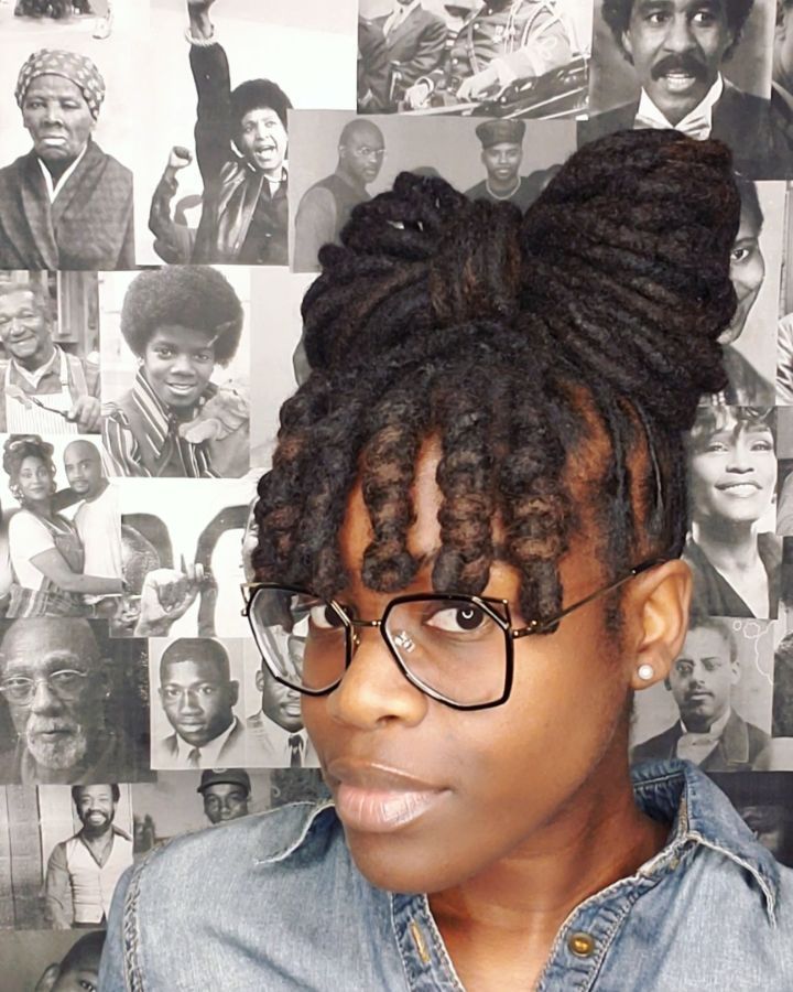 Healthy Loc'd Hair Care on Instagram: “🎀Hair Bow + Loc Knot Bang🎀 . . Whatcha'll think 👍🏿or👎🏿? . .…” Loc Bow Styles, Loc Styles For Photoshoot, Locs Bow Hairstyle, Loc Knot Bangs, Loc Bantu Knot Styles, Loc Bantu Knots, Loc Bangs Styles, Loc Knots, Kids Loc Styles