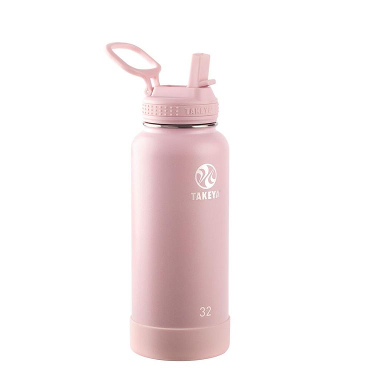 a pink water bottle on a white background