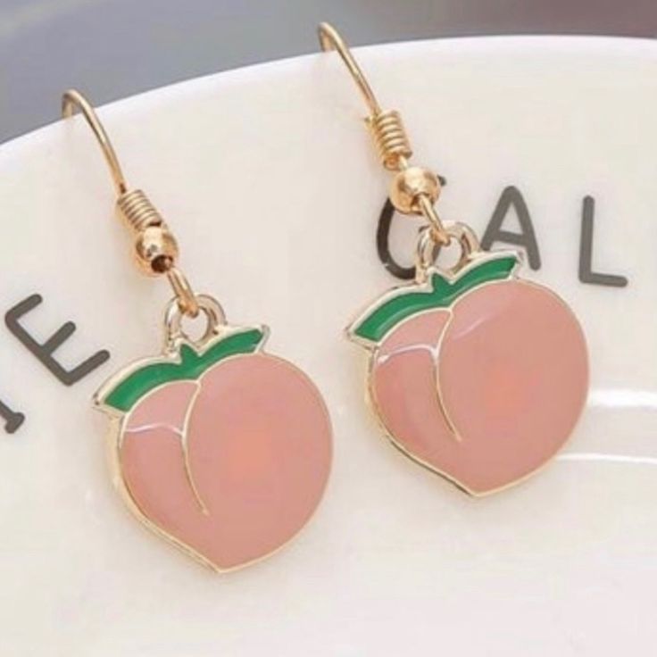 Peach Gloss Earrings, New With Gold Accent Peach Earrings For Summer Gift, Casual Orange Earrings, Peach Stuff, Peach Items, Peach Fashion, Peach Earrings, Diamond Huggies, Sunflower Earrings, Vintage Style Earrings