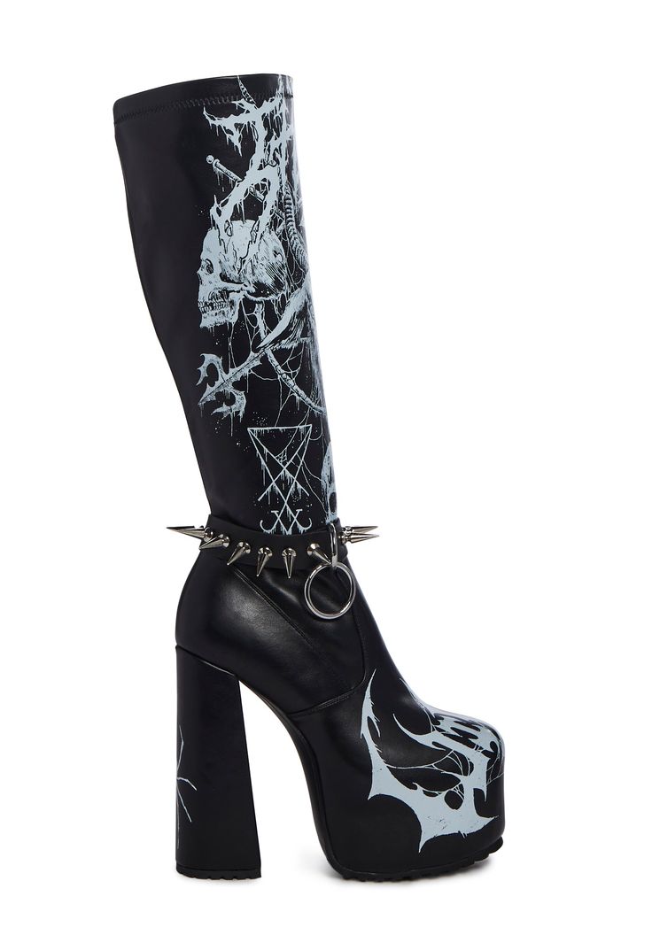 base Cool Knee High Boots, Red Demonia Boots, Dolls Kill Platform Boots, High Heels Platform Boots, Shoe Inspo Heels, Spider Boots, Goth High Heels, Widow Clothing, Green Platform Boots