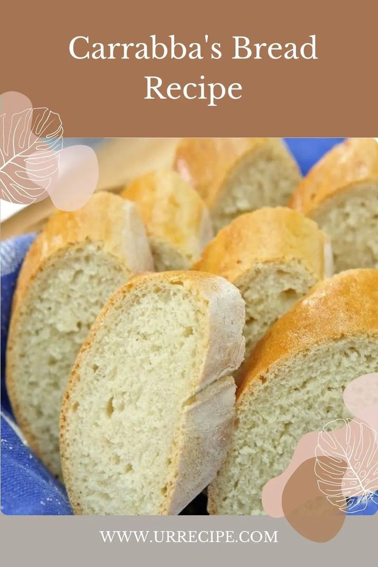 a close up of bread on a plate with the words, caraba's bread recipe