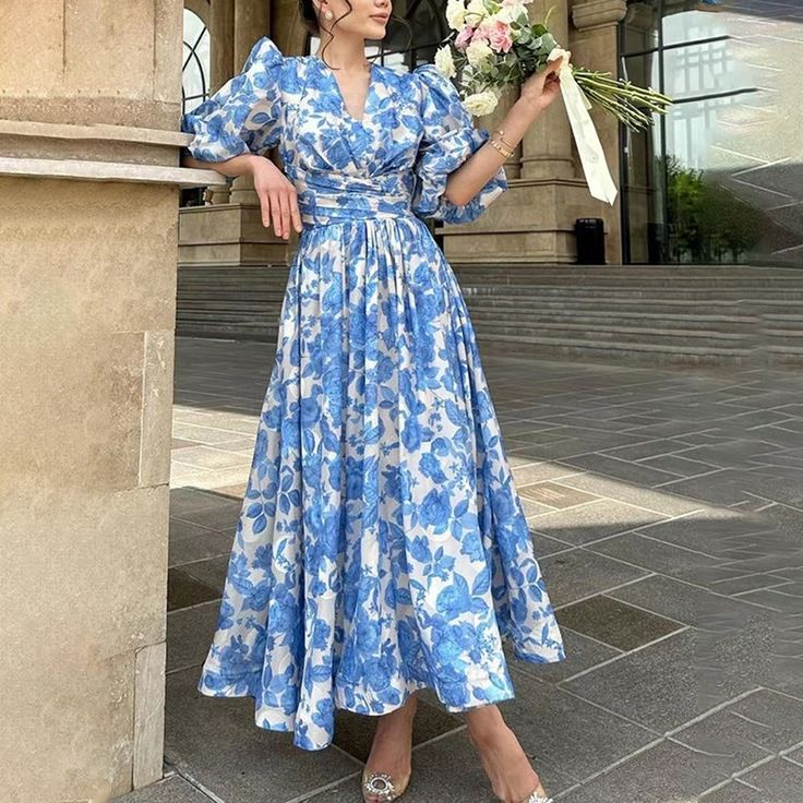 F00192968-104 Stylish Dress Book, Frock Design, Long Summer Dresses, Modest Fashion Outfits, Looks Chic, Slim Dresses, Summer Fashion Outfits, Maxi Dress With Sleeves, Modest Dresses