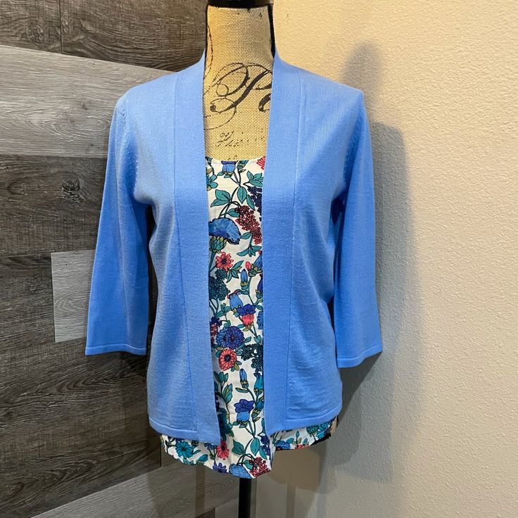 The Vibrant Blue Cardigan Is Very Soft. It Is In Brand New Condition And Says Size S/M I Have Tried It On And I Wear A Small I Feel Like This Is Closer To A Medium Depending On How You Like It To Fit. *The Tank Top Under It Is Also For Sale In My Closet. *Smoke Free Home! *I Love Offers And Bundles Blue Spring Cardigan For Work, Blue Spring Work Cardigan, Spring Blue Cardigan For Layering, Blue Spring Cardigan For Layering, Fitted Light Blue Sweater For Spring, Fitted Light Blue Cardigan For Spring, Blue Cotton Cardigan For Spring, Fitted Blue Cardigan For Spring, Blue Winter Tops For Daywear