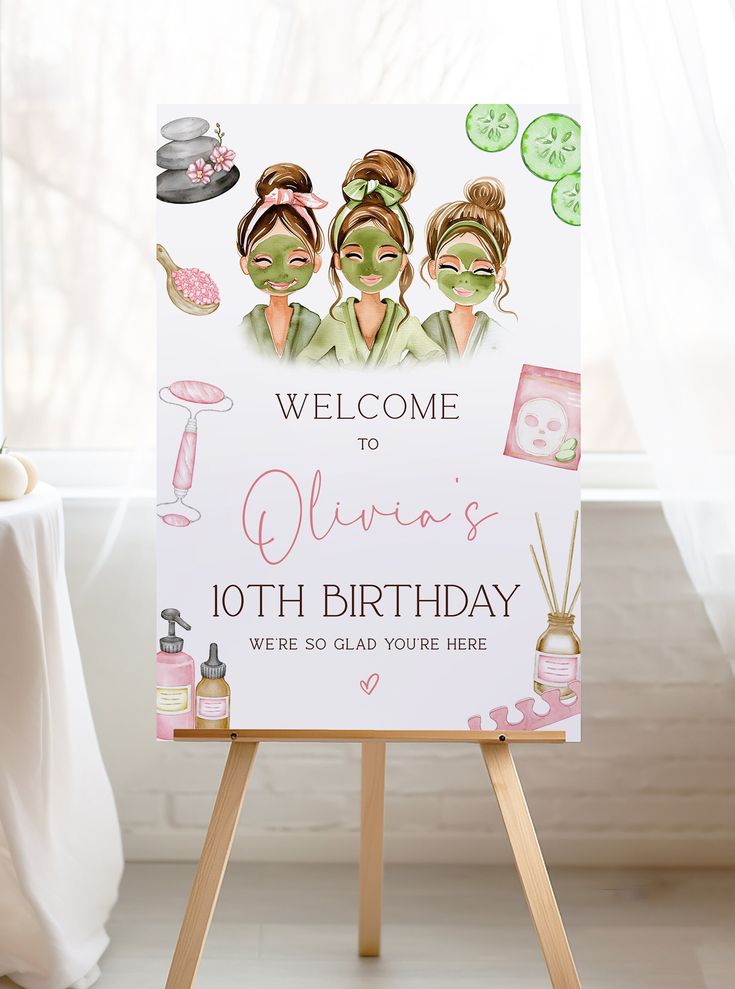 This Spa Party Welcome Sign Template is editable via Corjl.com. Edit and customize all wording, font styles, background colors to match your event style. Add your own special images or graphics to make your design one-of-a-kind. Start crafting your perfect party decor today to set the stage for an unforgettable celebration. ♡ 𝑬𝒙𝒑𝒍𝒐𝒓𝒆 𝑴𝒂𝒕𝒄𝒉𝒊𝒏𝒈 𝑰𝒕𝒆𝒎𝒔 Find coordinating party essentials here: etsy.com/shop/MeadowPaperie?ref=seller-platform-mcnav&search_query=spa 𝑻𝒓𝒚 𝑩𝒆𝒇𝒐𝒓 Spa Party Balloons, Spa Birthday Party Ideas For Kids, Spa Birthday Decorations, Spa Party Decor, Spa Themed Birthday Party, Spa Party Activities, Spa Night Party, Spa Birthday Parties, Party Welcome Sign