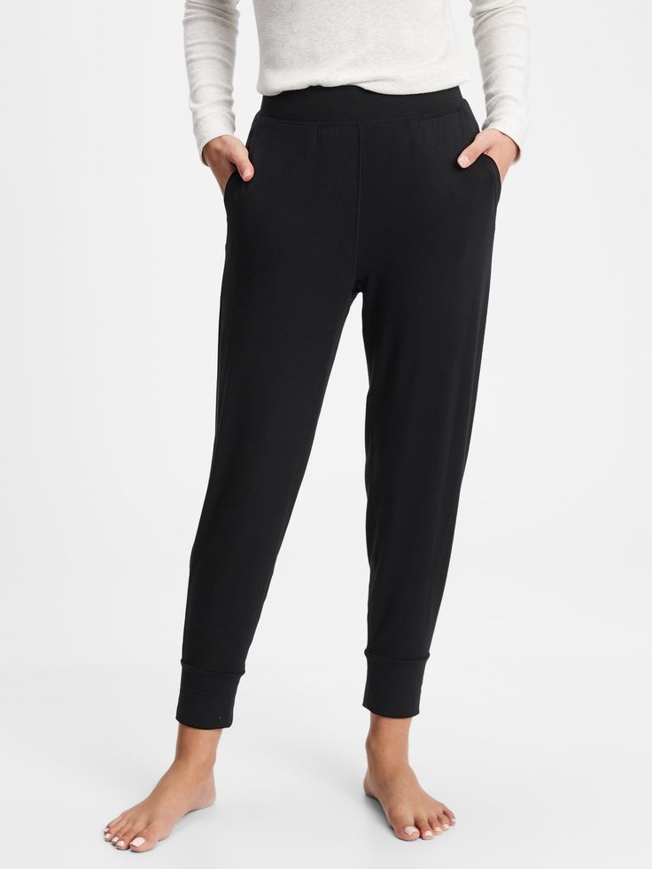 Pure Body PJ Pants | Gap Factory Loungewear Yoga Pants With Pockets, Long Yoga Pants With Pockets For Loungewear, Yoga Pants With Pockets For Loungewear, Comfortable Yoga Pants With Pockets For Loungewear, Loosely Fitted Yoga Pants With Pockets For Loungewear, Comfortable Sweatpants With Pockets For Relaxation, Relaxation Yoga Pants With Pockets, Cotton Sweatpants With Pockets For Sleep, Relaxation Activewear With Elastic Waistband