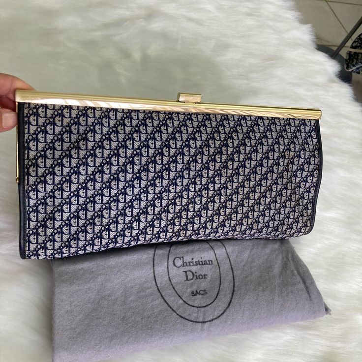 Please Message Me For Any Questions. Reposhing This One Everyday Luxury Blue Clutch, Designer Blue Evening Bag, Blue Clutch Evening Bag With Dust Bag, Luxury Blue Bag For Events, Luxury Blue Evening Bag, Classic Blue Clutch For Formal Events, Dior Clutch, Message Me, Dior Bag