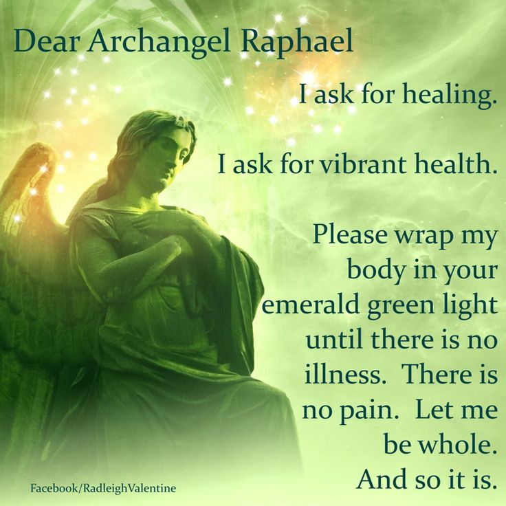 an angel sitting in front of a green background with the words dear archangel raphaelel