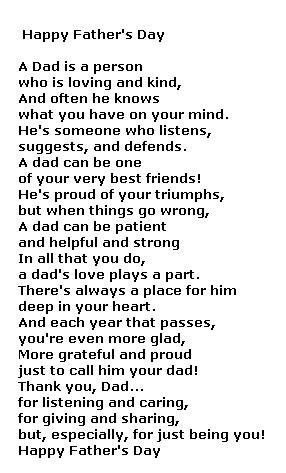 a poem written in black and white with the words happy father's day on it