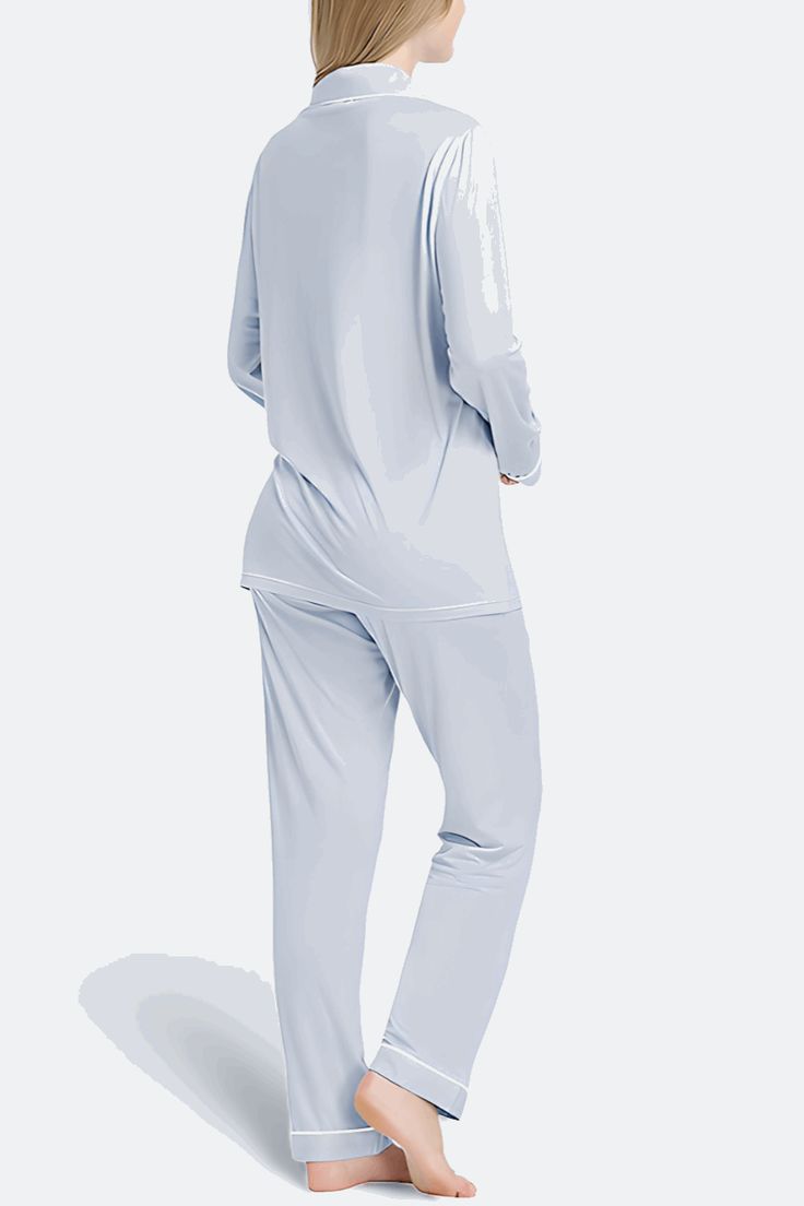 "I love this set of pajamas. Probably one of the comfiest sets that I have because it feels so soothing on my skin. I have severe eczema and it becomes worse in the summertime when it's hot, this set is great during the night as it helps with the heat even though it's a full sleeve type of PJ. I've never felt hot in it, or itchy. It's super soft and loose, so it's great to lounge around the house in. Pants were a bit bigger for me, only because I ordered XL. Maybe a large would do better for me next time. I would definitely order more in the future! :)" ⭐⭐⭐⭐⭐ - Lena L. Verified Review ✔️ ARE YOU LOOKING FOR THE SOFTEST PAJAMA SET, THAT WILL ALSO REDUCE NIGHT SWEATS? Crescentt Luxury's EcoCert® certified bamboo viscose pajama set is not only made of the softest natural fabric available on t Comfortable Relaxed Fit Pajama Party Sets, Comfortable Matching Loungewear Set, Comfortable Relaxed Fit Sleep Set, Relaxed Fit Comfortable Sleep Set, Soft Solid Color Sleepwear, Soft Touch Relaxed Fit Sleepwear For Relaxation, Comfortable Solid Color Sleep Sets, Comfortable Soft Relaxed Fit Sleepwear, Soft Comfortable Sleepwear For Pajama Party