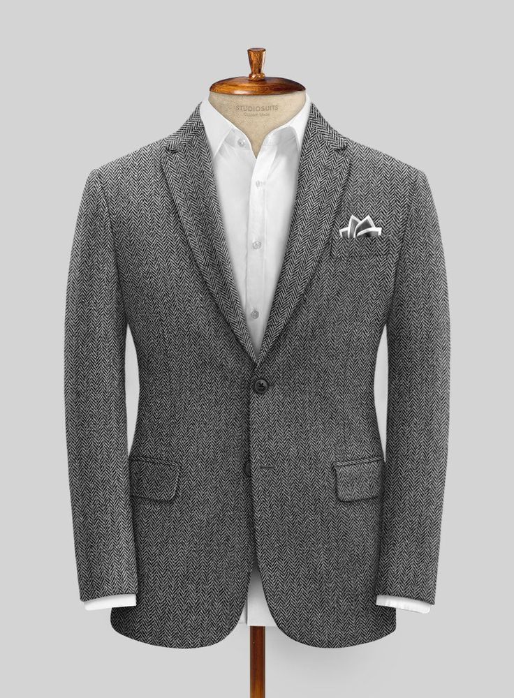 Throw some pattern into your attire with our Harris Tweed Gray Herringbone suit. Crafted from pure wool, the suit allows you to make an unforgettable impression. Don it with matching waistcoat, a white shirt and black derby shoes. 
 
 Look Includes  Harris Tweed Gray Herringbone Fabric  Two Button Jacket Style  Notch Lapel  Real Horn Solid Buttons  Single Vent  Three Cuff Buttons  Two Welted Back Pockets on Trousers   You can change the look by changing the options. 
 
Lining: Viscose; Dry Clean Semi-formal Notch Lapel Tweed Jacket, Classic Tweed Blazer For Business Casual, Tailored Tweed Jacket With Herringbone Pattern For Semi-formal, Tailored Semi-formal Tweed Jacket With Herringbone Pattern, Elegant Fitted Tweed Sport Coat, Classic Tailored Tweed Jacket With Herringbone Pattern, Classic Tweed Blazer With Suit Collar, Luxury Tweed Jacket With Herringbone Pattern For Business, Semi-formal Tweed Sport Coat With Herringbone Pattern