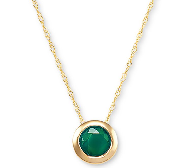 in stock Yellow Gold Birthstone Necklace With Bezel Setting, Classic Emerald Necklace As Birthstone In Yellow Gold, Classic Yellow Gold Emerald Necklace Birthstone, Classic Yellow Gold Emerald Necklace With Birthstone, Classic Yellow Gold Emerald Birthstone Necklace, Gold Birthstone Necklace With Bezel Setting, Macy's Gold Necklaces With Gemstones, Elegant Yellow Gold Birthstone Necklace With Bezel Setting, Classic Gold Emerald Necklace