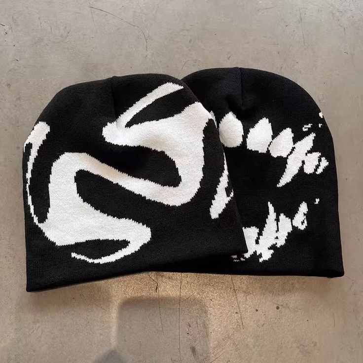 Introducing our Goth Beanie Hat: Tooth Knitted Y2K Streetwear. Made with soft. high-quality material. this hat will keep you warm and stylish all winter long. Stand out from the crowd with its unique design featuring a large tooth patch. Perfect for the modern goth or streetwear enthusiast. SPECIFICATIONS Department Name: ADULT Item Type: Skullies & Beanies Pattern Type: Print Model Number: Knitting Beanies Hat Style: Casual Material: POLYESTER Place Of Origin: China (mainland) Feature: Keep warm Goth beanie hat Applicable Scene: Casual Release Date: Winter2022 Applicable Season: Four Seasons CN: Guangdong Origin: Mainland China Gender: Unisex Choice: yes semi_Choice: yes Our clothing features an inspired designer print. offering a similar aesthetic without being an original design. Goth Beanie, Knitting Beanies, Knitted Y2k, Tooth Caps, Teeth Caps, Modern Goth, Streetwear Winter, Women Hat, Hat Knitting