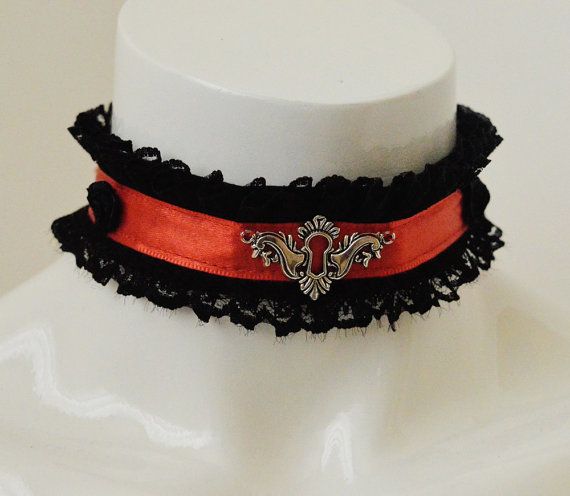 Gothic collar  Darkness locked  black and red kitten by Nekollars Collares Dark, Goth Choker Necklaces, Victorian Vampire, Gothic Choker, Goth Choker, Gothic Chokers, Black Goth, Kittens Playing, Some Times