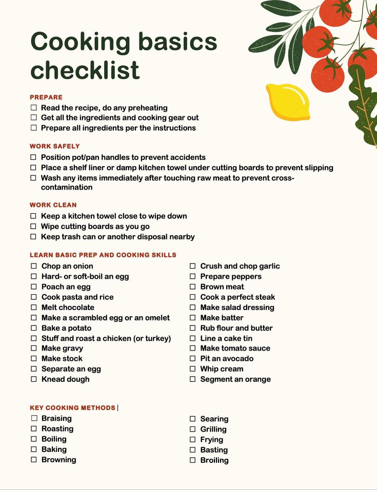 the cooking basics checklist is shown here