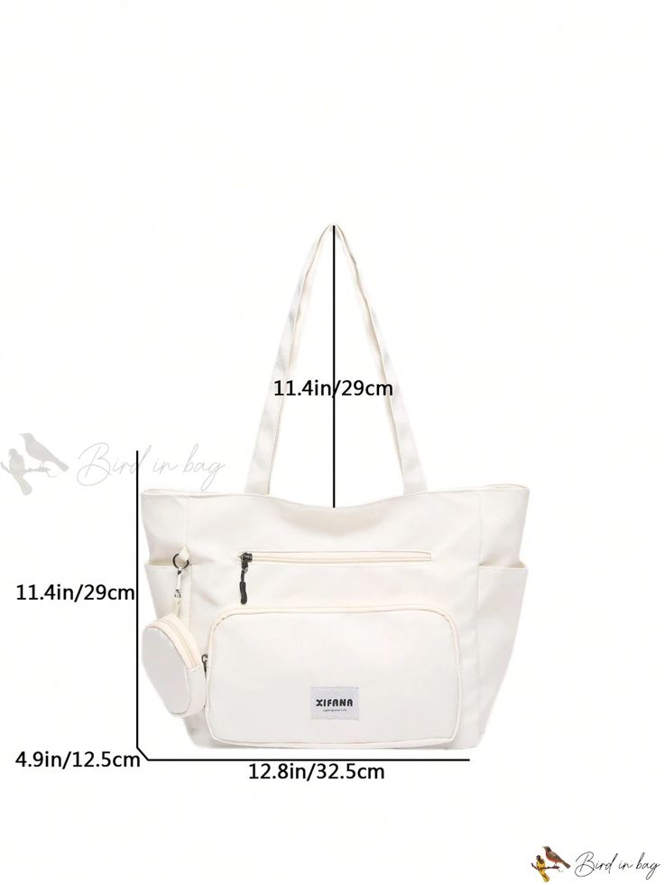 Bird in Bag - Women's Waterproof Nylon Tote Bag Set White Waterproof Bags For Daily Use, Waterproof Solid Shoulder Bag For Daily Use, Everyday Waterproof White Bags, Travel Canvas Bag With Pockets, Everyday White Waterproof Bags, Casual White Canvas Bag For Outdoor, Waterproof White Bag For Daily Use, White Waterproof Everyday Bags, Casual Nylon Diaper Bag For Everyday Use