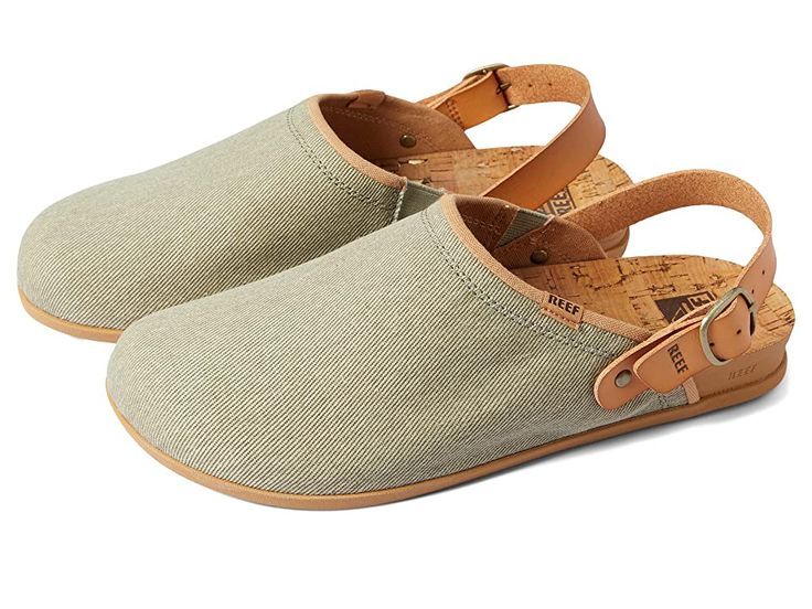 Reef Cushion Sage - Women's Shoes : Elm : Leap to comfort and a luxurious look with Reef Cushion Sage footwear. Textile upper, lining and insole. Buckle style closure. Round toe. Cork topsheet and a footbed. Synthetic outsole. Imported. Measurements: Heel Height: 1 1 2 in Weight: 10 oz Platform Height: 1 in Product measurements were taken using size 9, width B - Medium. Please note that measurements may vary by size. Weight of footwear is based on a single item, not a pair. Everyday Slip-on Slippers With Removable Insole, Casual Cushioned Slip-on Platform Slippers, Comfortable Slip-on Sandals For Leisure, Casual Beach Platform Slippers With Cork-bed Midsoles, Slip-on Suede Mules With Cork-bed Midsoles, Suede Mules With Cork-bed Midsoles, Comfortable Beige Clogs With Cushioned Footbed, Comfortable Beige Clogs With Textured Footbed, Beige Comfortable Clogs With Cushioned Footbed