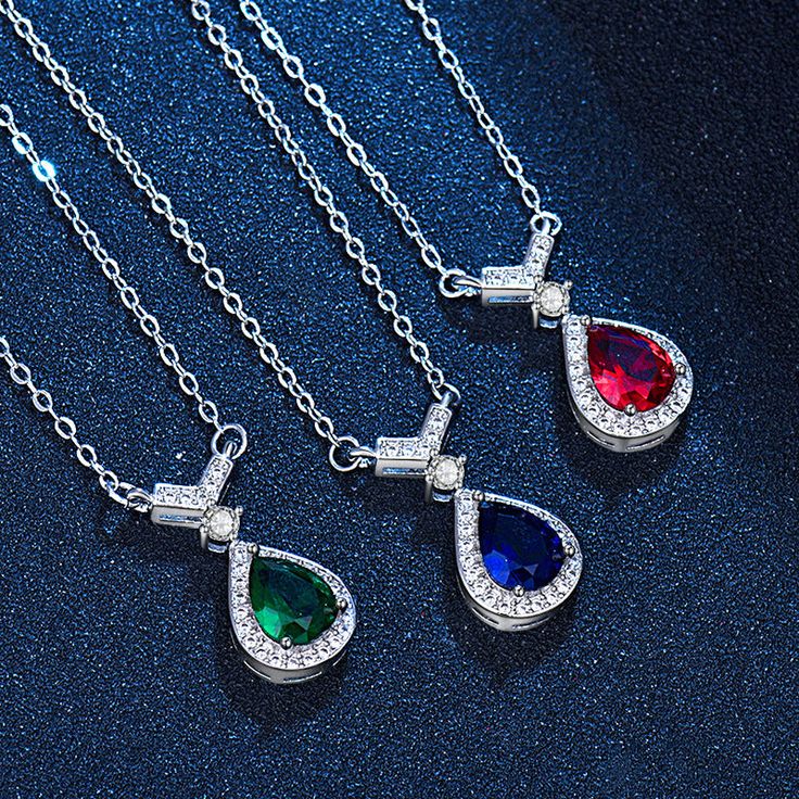 Color: Emerald, Sapphire, Ruby Style: Simple 5 Oceans, Sapphire Necklace Pendants, Sapphire Pendant, Chain Necklaces, Ocean Blue, Blue Ocean, Chains Necklace, Ruby, Emerald