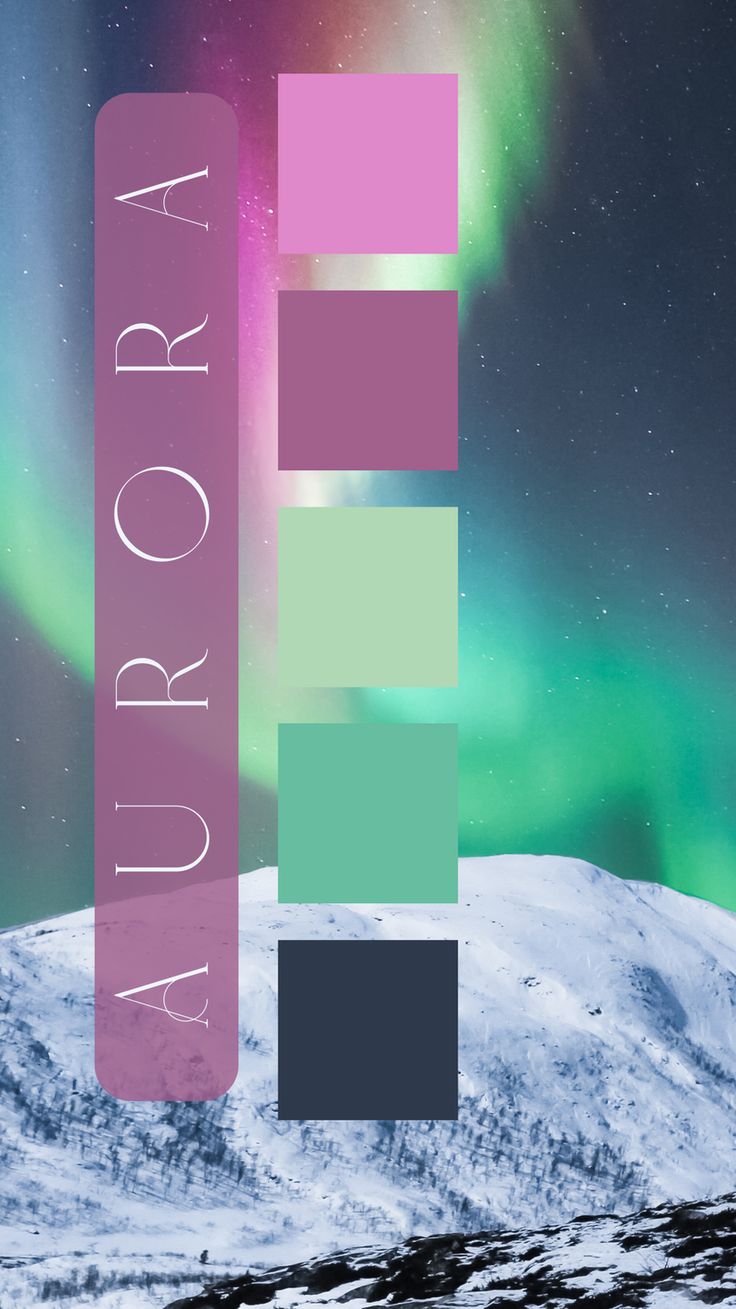 an image of the aurora logo on top of a snow covered mountain with northern lights in the background