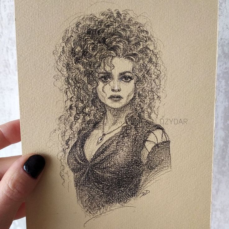 a drawing of a woman with curly hair