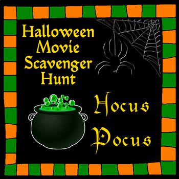 halloween movie scavenger hunt hocus pocus with spider web and green caulder