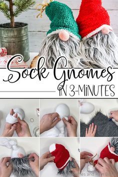 the instructions for how to knit gnomes and 3 minutes