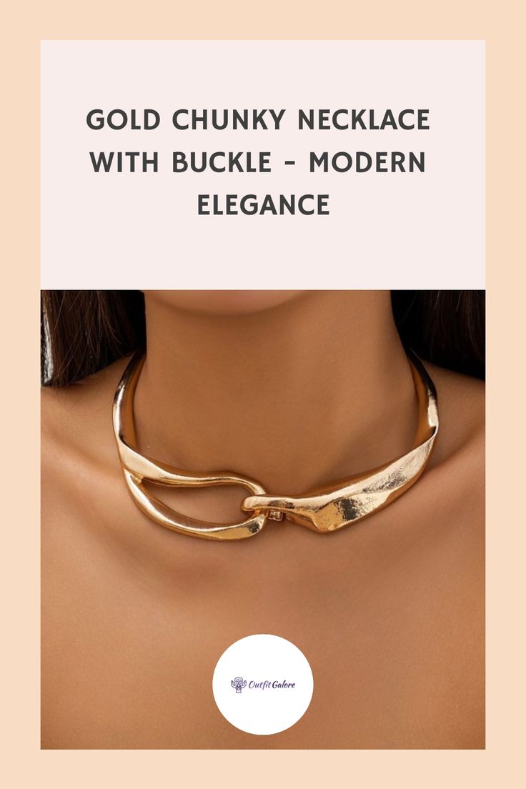 Gold Chunky Necklace with Buckle - Modern Elegance Chic Adjustable Choker With Chain, Chic Adjustable Choker, Metal Beaded Choker For Party, Chic Adjustable Choker With Clavicle Chain, Chic Clavicle Chain Choker, Chic Adjustable Clavicle Chain Choker, Trendy Gold Metal Choker, Chic Adjustable Chain Choker, Adjustable Clavicle Chain Choker For Party