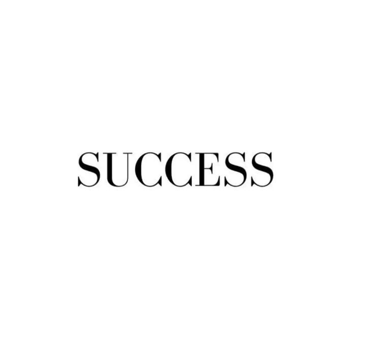 the word success written in black on a white background