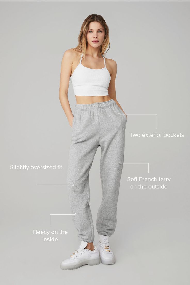 The search for the perfect lounge-to-street look is over. Our iconic sweats have classic details, like an elastic waistband and cuffs, plus a relaxed fit that reads laid-back but not slouchy (since this is a unisex style, we recommend sizing down to achieve this look). The French terry feels smooth on the outside and fleecy on the inside. And may we suggest a matching Accolade Hoodie or Crew Neck? Womens Onesie, Womens Capris, Tank Top Long Sleeve, Alo Yoga, Unisex Style, Mens Sweatpants, Grey Hoodie, The Search, Long Sleeve Crop Top