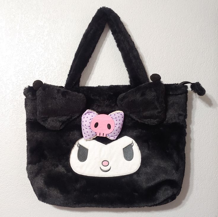 Large Kuromi Fluffy Bag. Nwot. Measures 17in L 13in H 21 With Straps