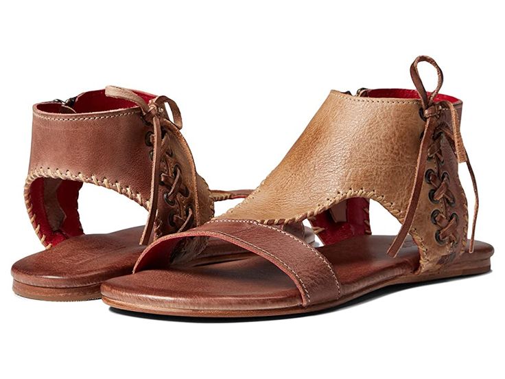 Bed Stu Nina - Women's Shoes : Almond Oats Rustic : The Bed Stu Nina sandals feature a cutout design with lace-up detailing that complements your boho-chic style. Leather upper and lining with cushioned footbed. Leather outsole. Imported. Measurements: Weight: 6 oz Product measurements were taken using size 8.5, width M. Please note that measurements may vary by size. Weight of footwear is based on a single item, not a pair. Leather Lace-up Sandals With Open Heel For Beach, Flat Lace-up Sandals With Cushioned Footbed, Casual Open Heel Lace-up Sandals For Vacation, Bohemian Adjustable Flat Lace-up Sandals, Leather Sole Lace-up Open Toe Sandals, Brown Lace-up Sandals With Leather Sole For Spring, Casual Open Toe Lace-up Sandals With Cushioned Footbed, Beach Flat Lace-up Sandals With Cushioned Footbed, Casual Lace-up Open Toe Sandals With Cushioned Footbed