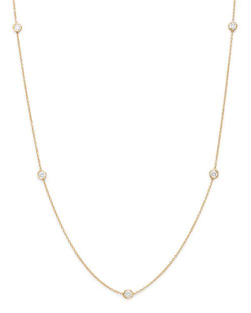 Bloomingdale's - Diamond Station Necklace in 14K Yellow Gold, .50 ct. t.w. - 100% Exclusive Classic Yellow Gold Solitaire Necklace With Single Cut Diamonds, Classic 14k Gold Diamond Necklace For Everyday Luxury, Timeless Round Diamond Necklace With Delicate Chain, Classic Diamond Necklace With Bezel Setting, Timeless Diamond Necklace With Delicate Chain, Classic Gold Diamond Necklace, Timeless Yellow Gold Solitaire Necklace With Delicate Chain, Classic Yellow Gold Diamond Necklace With Delicate Chain, Classic Yellow Gold 14k Diamond Necklace