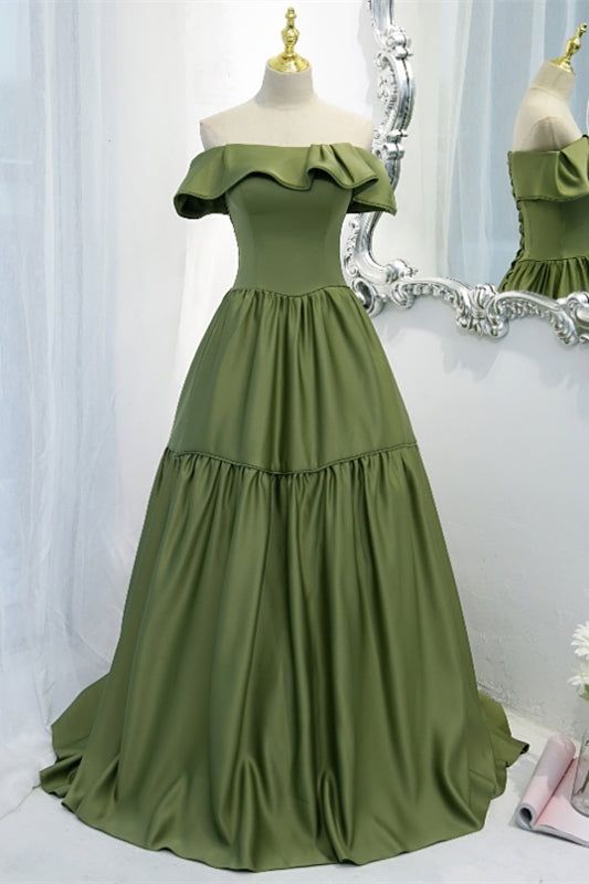 Strapless Avocado Green A-line Long Formal Gown Prom Dress 2022, Tiered Prom Dress, Formal Occasion Dress, Long Formal Gowns, Banquet Dresses, Dresses 2022, Affordable Prom Dresses, Gown Photos, Sweet 16 Dresses