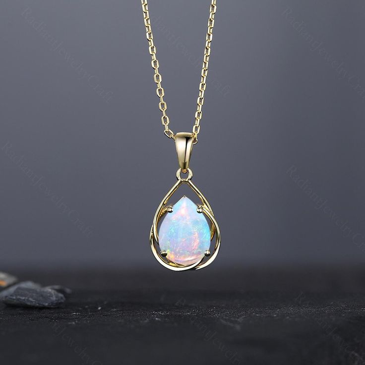 This is a perfect wedding gift. PRODUCT INFORMATION： Metal: SOLID 10K / 14K / 18K GOLD /S925 (can be made in white/rose/yellow gold) Main Stone *Center Stone: Opal  *Size & Shape: 6x8mm Pear Cut  Our Services: All sizes are available, if you need other necklace sizes, please feel free to contact me. Production Time: Since all necklace are handmade according to orders, it takes about 13-15 working days (excluding weekends) to make, and 3-5 working days to arrive, thank you for your understanding. Gold Opal Necklace, Opal Necklace Gold, Perfect Wedding Gift, Payment Plan, Necklace Box, Rose Yellow, Gift Product, Engraved Necklace, Opal Pendants