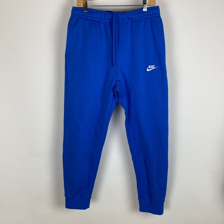 New Nike Sportswear Club Fleece Mens Size L Jogger Sweatpants Blue Bv2671 403 New With Tag. Waist Flat 15.5” Inches Across. Inseam 27.5” Inches. Blue Sweatpants With Comfort Waistband For Jogging, Blue Fleece Sweats For Jogging, Blue Fleece Bottoms For Winter, Winter Blue Fleece Bottoms, Blue Sweats For Streetwear During Sports Season, Blue Fleece Activewear For Loungewear, Blue Fleece Tracksuit For Loungewear, Nike Blue Sweats Athleisure Style, Nike Blue Sweats For Loungewear