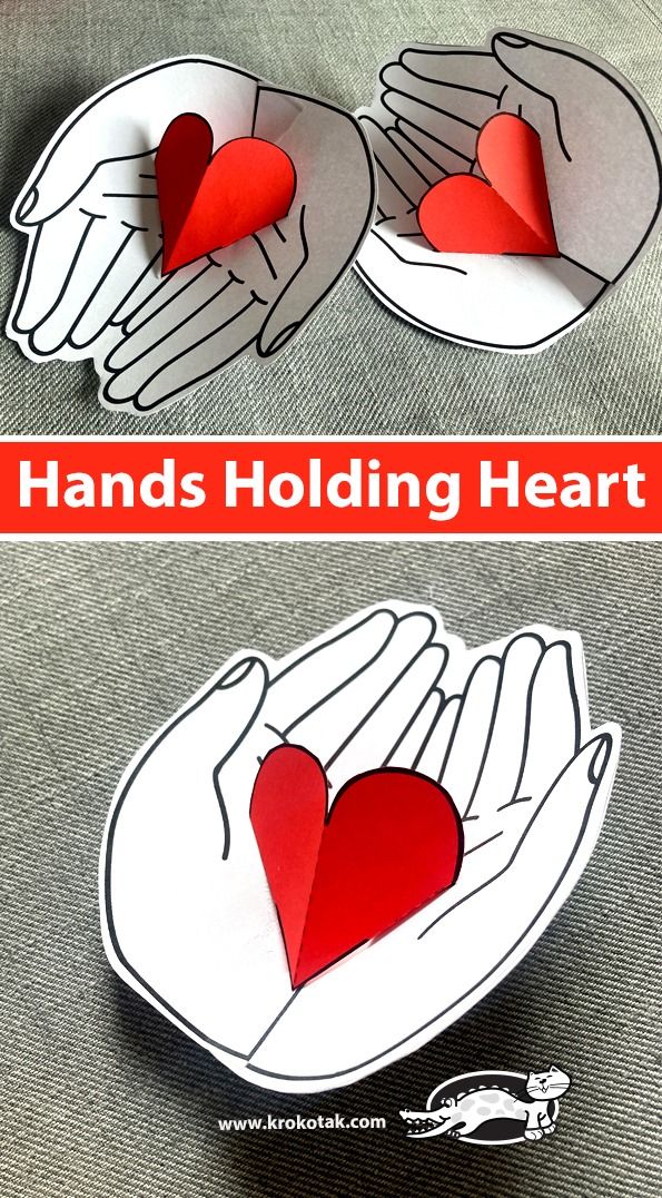 krokotak | Hands Holding Heart Helping Hands Craft, Hand Art Projects, Friendship Crafts, Hands Holding Heart, Valentine Art Projects, Holding Heart, Bible Story Crafts, Preschool Activities Toddler, Bible Crafts For Kids