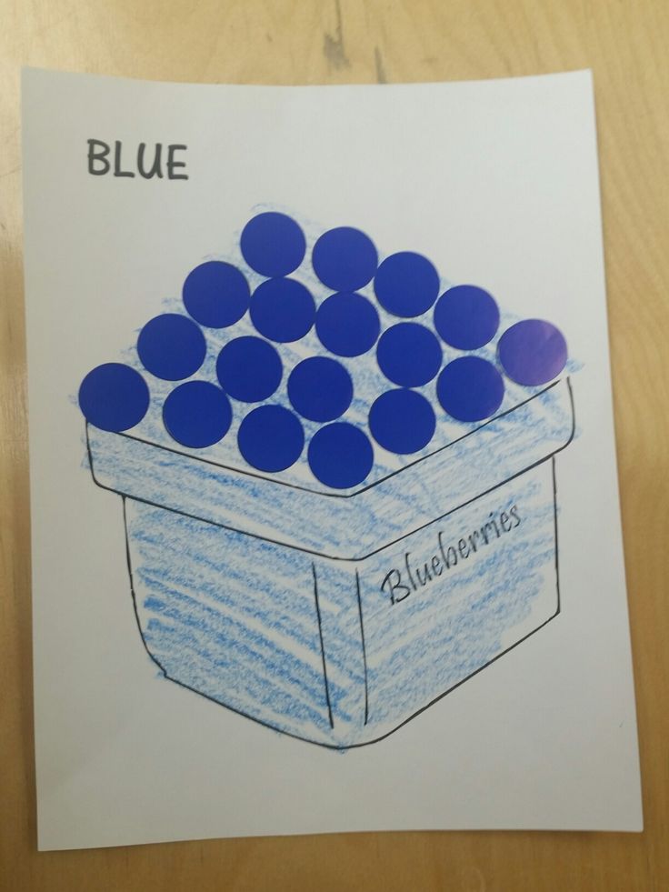 a drawing of blueberries in a box with the words blue on it and underneath