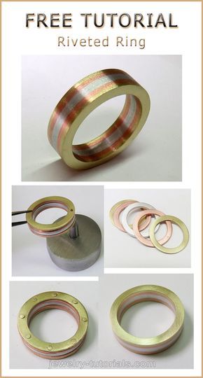 the instructions for how to make an adjustable ring with brass and copper foil on it