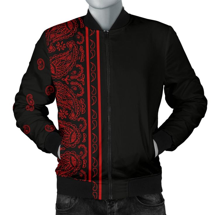 Bandana Jacket, Bandana Hoodie, Black And Red Hoodie, Bandana Blanket, Red And Black Outfits, Bandanas Men, Black Outfit Men, Black Bandana, Fly Outfit