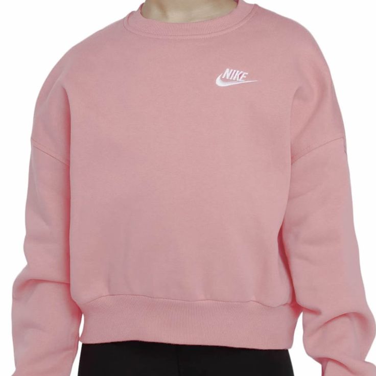 Nike Fleece Sweatshirt Dv5087-601 80% Cotton, 20% Polyester Nike Sweatshirts Women, Nike Crew Neck, Tops Nike, Nike Fleece, Nike Sweatshirt, Pink Nike, Pink Nikes, Nike Sweatshirts, Fleece Sweatshirt