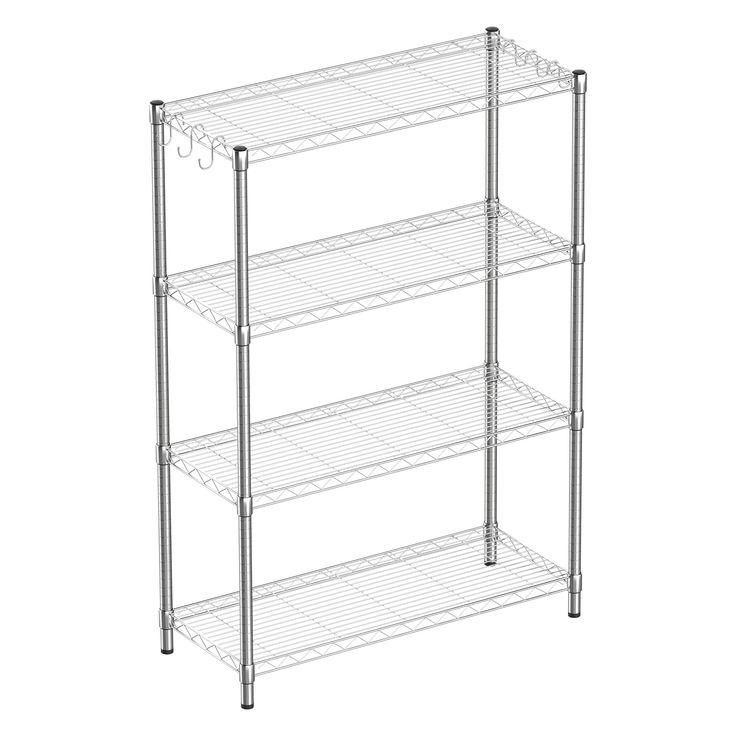 three tiered shelving unit with four shelves