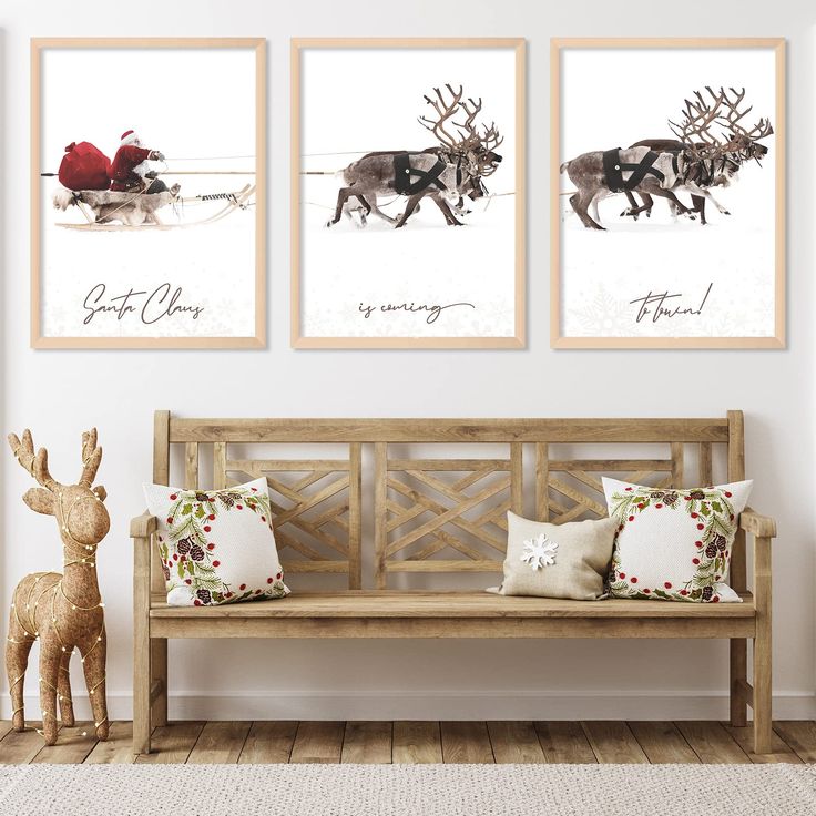 PRICES MAY VARY. SET OF 3: The package comes with 3pcs Christmas theme wall art prints, they are all in a different design, suitable for Christmas decoration. The wall art prints are UNFRAMED. CHRISTMAS ATMOSPHERE: The wall art prints show a vivid scene, Santa Claus with red bag which is full of Christmas gifts is pulling a sledge in the snow, four elks are walking forward. The scene is very realistic and beautiful; Combine the words "Santa Claus is coming to town" , full of festive atmosphere. Posters Room Decor, Aesthetic Xmas, Gallery Living Room, Reindeer And Sleigh, Santa Claus Reindeer, Santa Claus Is Coming To Town, Poster Decor, Merry Christmas Decoration, Poster Room