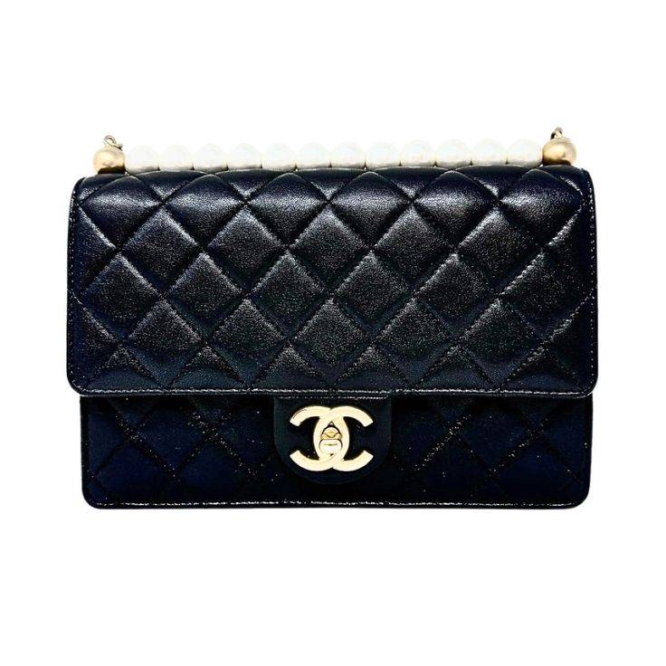 Chanel 2019 Quilted Small Chic Pearl Flap Bag with Interlocking CC Turn-lock and Gold-tone Hardware (with Dustbag) Designer = Chanel Color = Black Material = Leather Condition = Very Good Height = 6 Width = 8.5 Depth = 1.5 Class = Premier Location: Chicago Item Number: 19740-126 Item ID: 298142 Category: Shoulder Bag High-end Black Flap Bag With Gold-tone Hardware, Designer Rectangular Flap Bag With Cc Turnlock Closure, High-end Top Handle Bag With Cc Turnlock Closure, High-end Rectangular Shoulder Bag With Cc Turnlock, High-end Travel Shoulder Bag With Cc Turnlock Closure, Designer Rectangular Shoulder Bag With Cc Turnlock Closure, Luxury Shoulder Bag With Cc Turnlock Closure, Designer Evening Bag With Flap, Designer Top Handle Flap Bag With Cc Turnlock