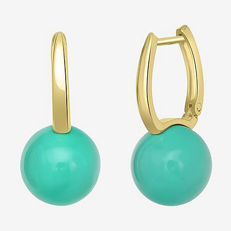 Included: 1 Pair of EarringsEarring Back: HingedShape: RoundStone Cut: RoundStone Millimeter Measurement: 10 Mm WidthMetal Color: YellowEarring Length: 21mmEarring Width: 10mmMetal: 14k Gold Over SilverCare: Wipe CleanStone Type: 2 Genuine TurquoiseEarrings Style: Hoop EarringsCountry of Origin: Imported Yellow Earrings, Earrings Hoop, Genuine Turquoise, Earring Backs, Turquoise Stone, Photo Jewelry, Jewellery And Watches, Jewelry Accessories, Wedding Ideas