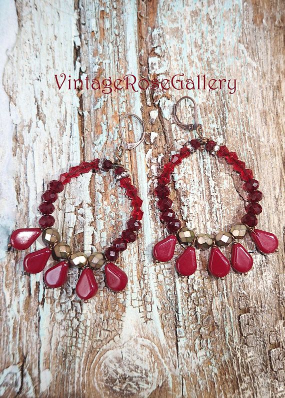 Red Boho Chic Earrings, #VintageRoseGallery , #etsy  Red Chandelier Earrings , Bohemian Earrings, Artistic Earrings , Statement  Earrings Handmade Red Clip-on Earrings For Party, Vintage Red Jewelry With Dangling Beads, Nickel Free Elegant Red Chandelier Earrings, Elegant Nickel-free Red Chandelier Earrings, Red Dangle Chandelier Earrings, Red Pierced Dangle Chandelier Earrings, Red Teardrop Pierced Jewelry, Bohemian Red Teardrop Jewelry, Elegant Red Teardrop Beaded Earrings