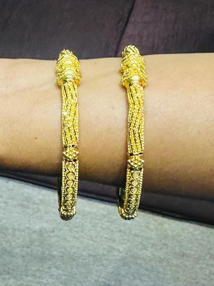 22 Karat Fine Gold Bangles - Set of 2 (1Pair)
    - 235-GBL1076 - in 31.000 Grams for USD $2,979.59 USD. 
Made in India by Totaram Jewelers Online this product is in Gold - 22 Karat BIS Hallmark 916 Gold  & is an excellent gift for Adult - Women. Ships fully insured with secured guaranteed delivery for free with your order over $250 from New Jersey USA & comes with 30 days exchange policy. Gold Bangle For Formal Festive Occasions, Formal Festive Gold Bangle, Formal Yellow Gold Bangle For Festivals, Elegant Yellow Gold Bangle For Festivals, 22k Yellow Gold Bangle For Formal Occasions, Gold Temple Jewelry Bangle For Anniversary, Gold Bangle For Anniversary And Festivals, Traditional Gold Bracelet For Anniversary And Festivals, Festive 22k Gold Round Bracelet