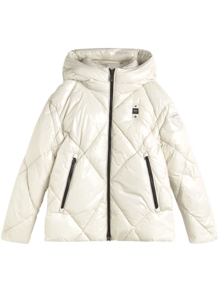 white padded design feather down quilted front two-way zip fastening classic hood long sleeves logo patch at the sleeve two side zip-fastening pockets elasticated cuffs elasticated hem White Nylon Puffer Jacket With Detachable Hood, White Nylon Puffer Jacket With Double-lined Hood, Luxury White Outerwear With Ribbed Cuffs, White Outdoor Puffer Jacket With Zipper Closure, White Puffer Jacket With Zipper For Outdoor, White Hooded Quilted Puffer Jacket, White Sporty Quilted Outerwear, Sporty White Quilted Outerwear, White Sporty Puffer Jacket With Padded Collar