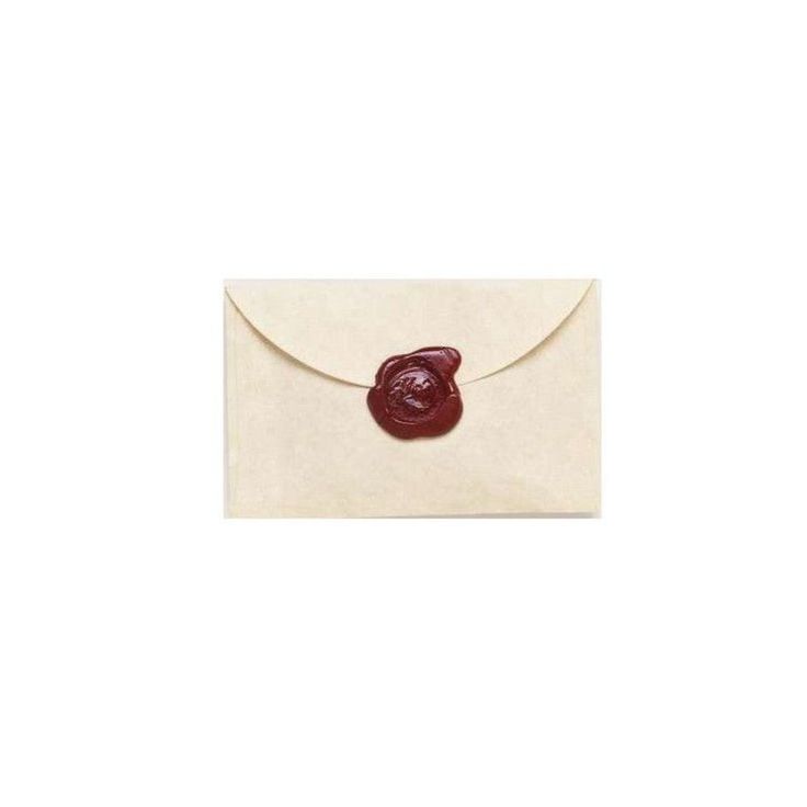 an envelope with a wax seal on the front, and a red wax seal on the back