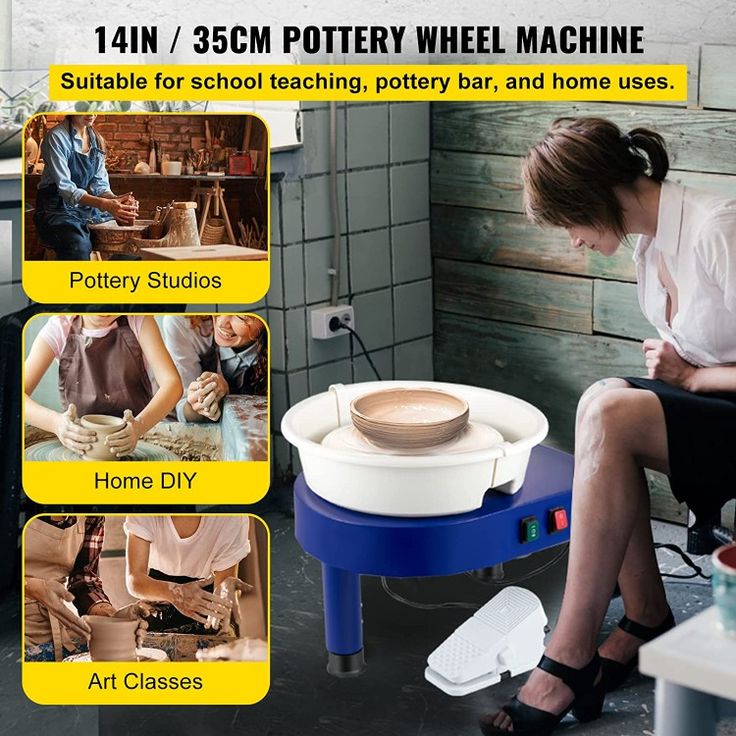 VEVOR Pottery Wheel, 14in Ceramic Wheel Forming Machine, 0-300RPM Speed 0-7.8in Lift Table Electric Clay Machine, Foot Pedal Detachable Basin Sculpting Tool Accessory Kit for Work Home Art Craft DIY Retractable Table, Electric Pottery Wheel, Ceramic Wheel, Lift Table, Ceramic Tools, Work Home, Pottery Wheel, Adjustable Legs, Pottery Making