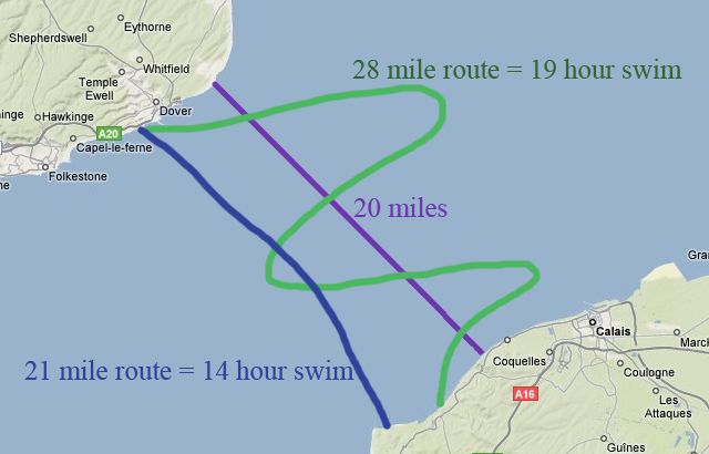 a map showing the route for two miles in each direction, and where to go